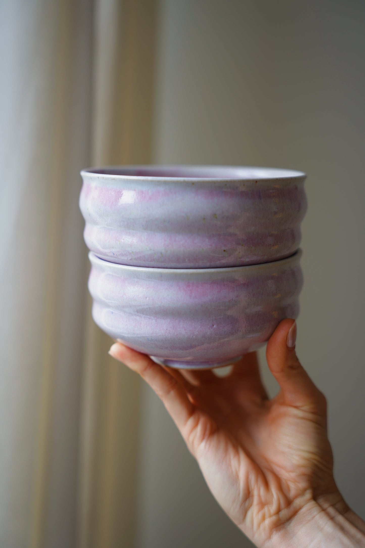 Gewellte Tasse - pastell lila-pink