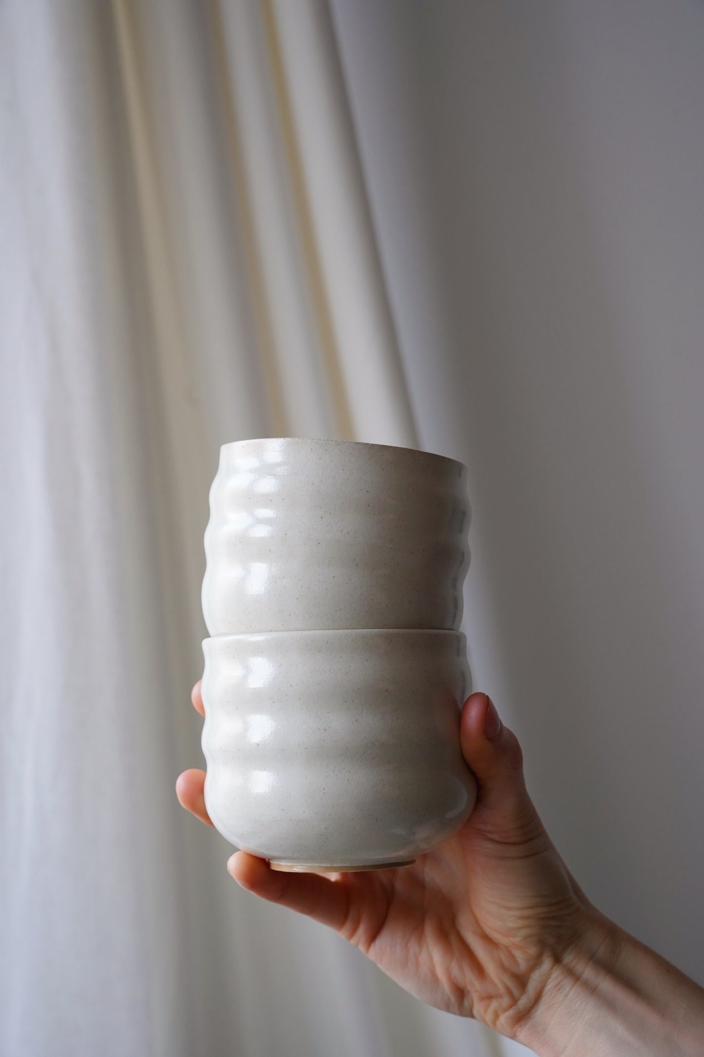 Gewellte Tasse - creme